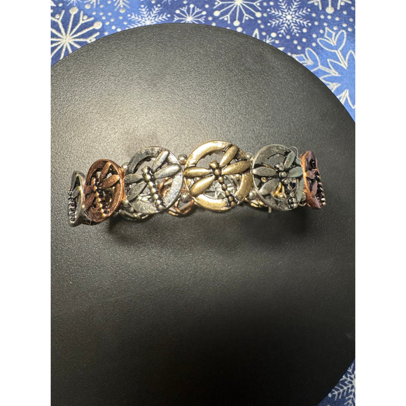 Dragonfly three tone stretch bracelet - Picture 1 of 6